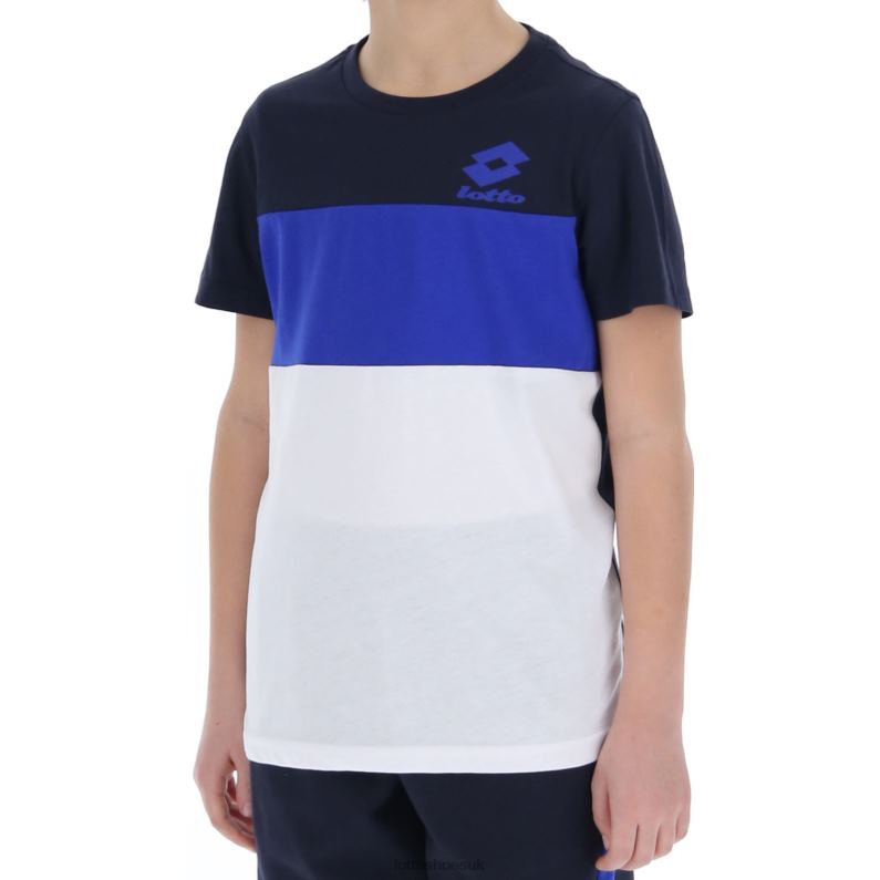 ATHLETICA B III TEE JS Kids 446TN1137 Apparel NAVY BLUE/BRIGHT WHITE Lotto