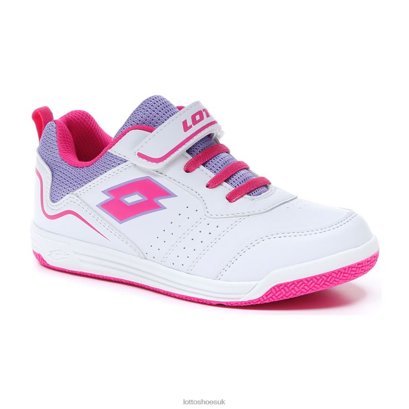 SET ACE AMF XIV CL SL Kids 446TN1075 Shoes ALL WHITE/DYNAMIC FUCHSIA/PAISLEY PURPLE Lotto