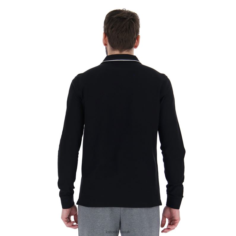 POLO CLASSICA LS PQ Man 446TN591 Apparel ALL BLACK/BRIGHT WHITE Lotto