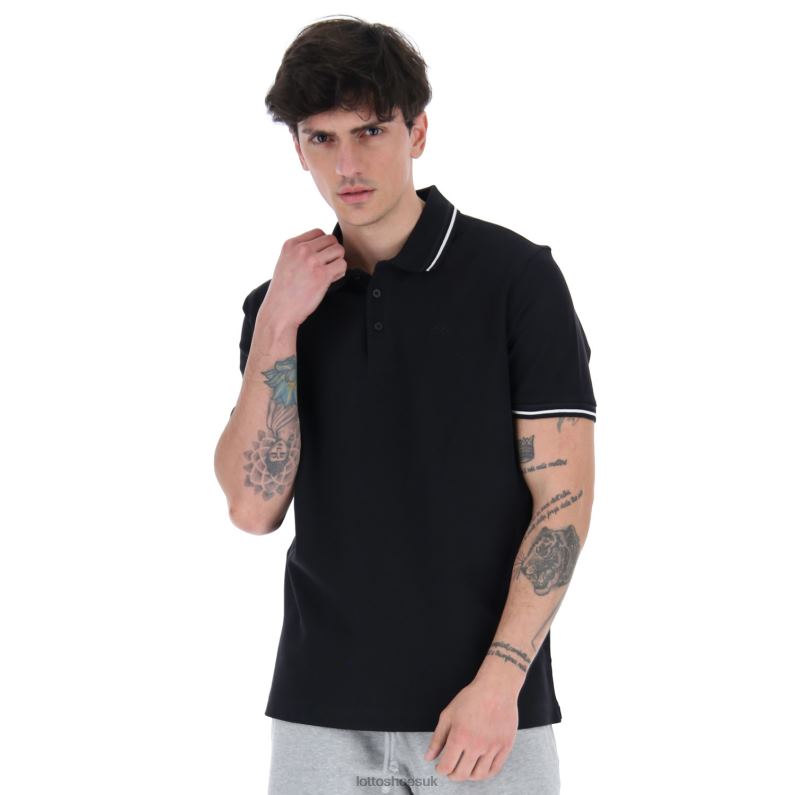 POLO CLASSICA PQ Man 446TN554 Apparel ALL BLACK/BRIGHT WHITE Lotto