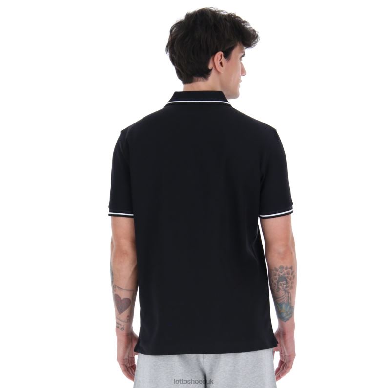 POLO CLASSICA PQ Man 446TN554 Apparel ALL BLACK/BRIGHT WHITE Lotto