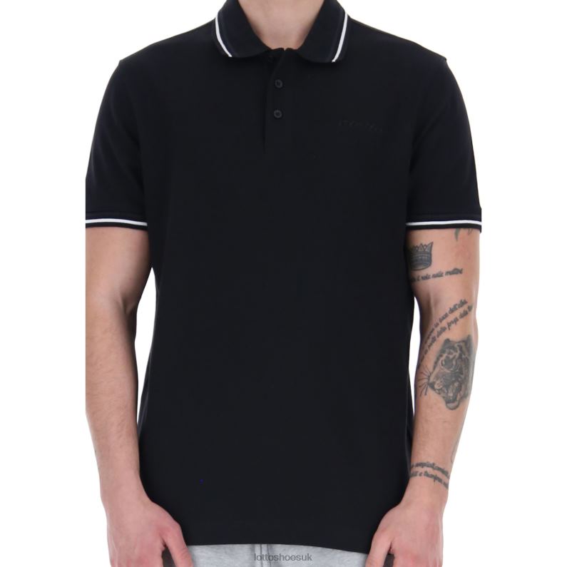 POLO CLASSICA PQ Man 446TN554 Apparel ALL BLACK/BRIGHT WHITE Lotto