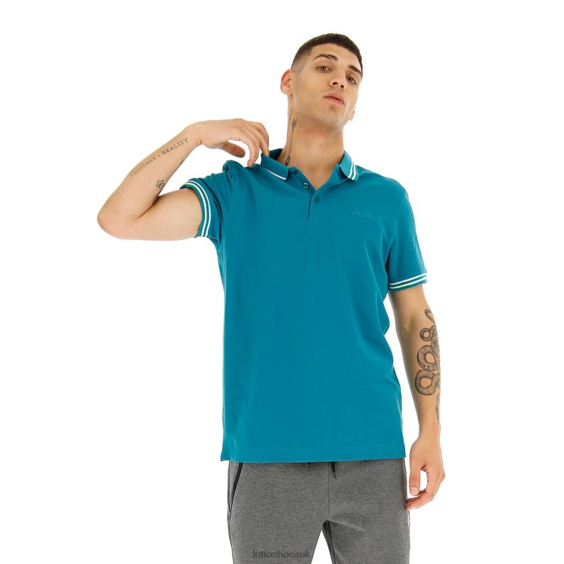 POLO CLASSICA PQ Man 446TN585 Apparel DEEP LAKE/LIGHT GREEN Lotto