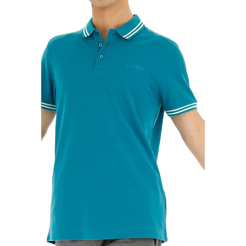 POLO CLASSICA PQ Man 446TN585 Apparel DEEP LAKE/LIGHT GREEN Lotto