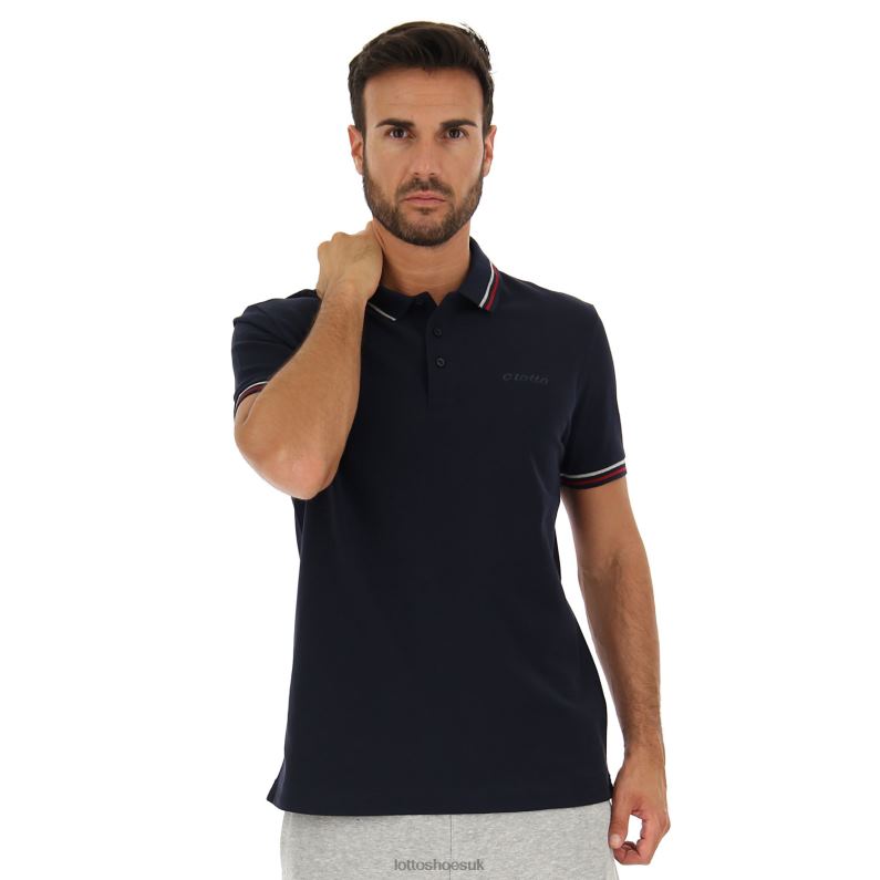 POLO CLASSICA PQ Man 446TN590 Apparel NAVY BLUE/RED SCOOTER Lotto