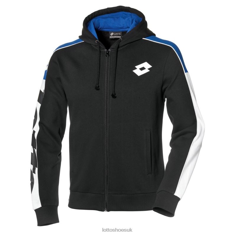 ATHLETICA LG SWEAT FZ HD FL Man 446TN306 Apparel ALL BLACK/PACIFIC BLUE Lotto
