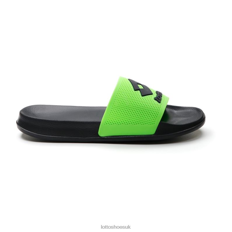 MOKU II SLIDE Man 446TN264 Shoes ALL BLACK/SPRING GREEN Lotto