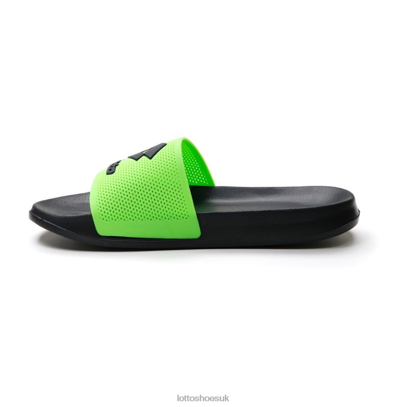 MOKU II SLIDE Man 446TN264 Shoes ALL BLACK/SPRING GREEN Lotto