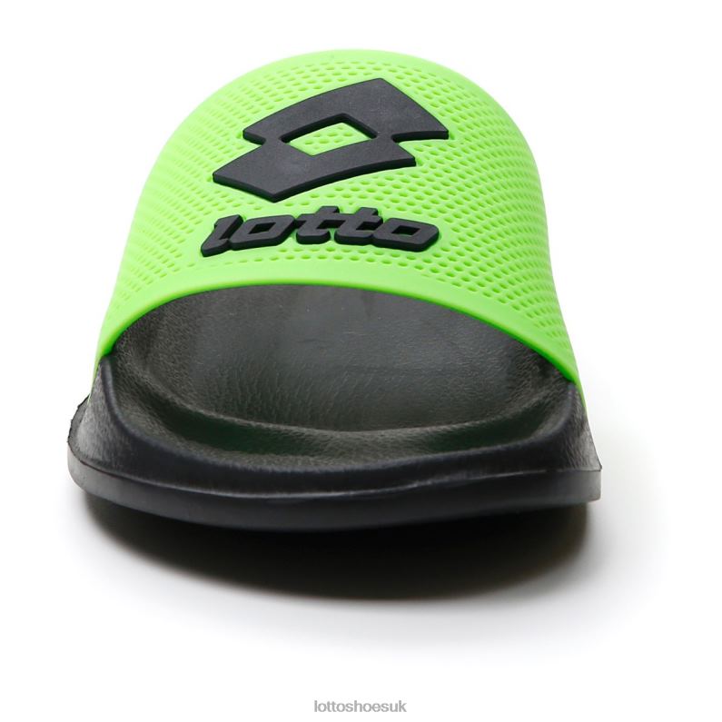 MOKU II SLIDE Man 446TN264 Shoes ALL BLACK/SPRING GREEN Lotto