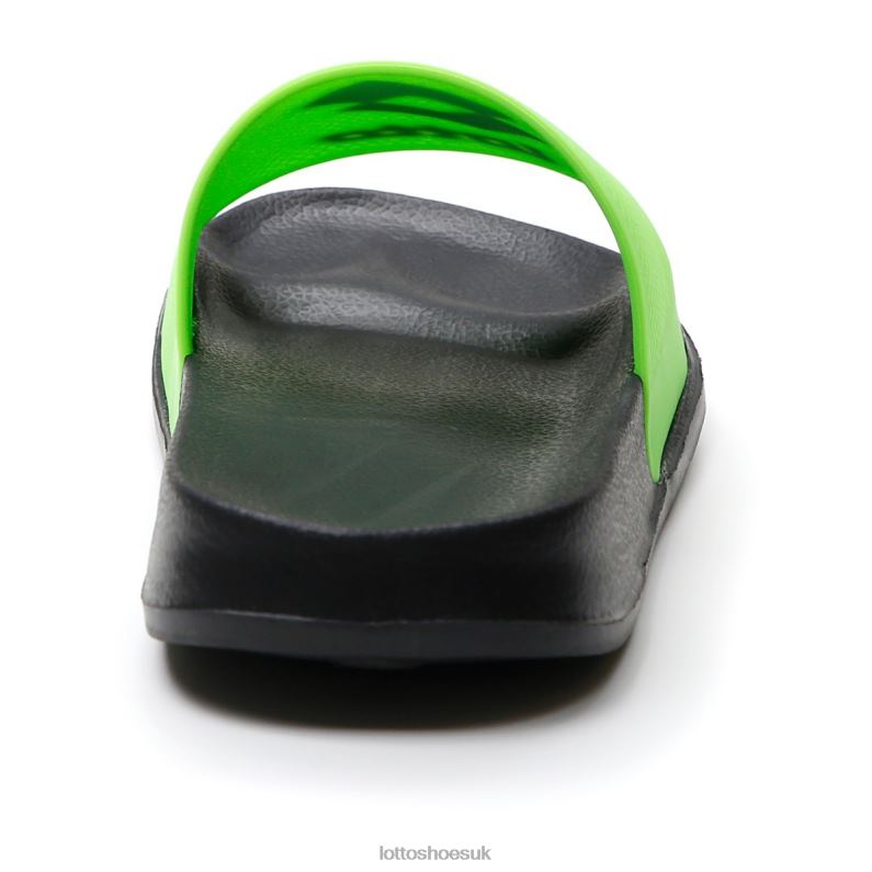 MOKU II SLIDE Man 446TN264 Shoes ALL BLACK/SPRING GREEN Lotto