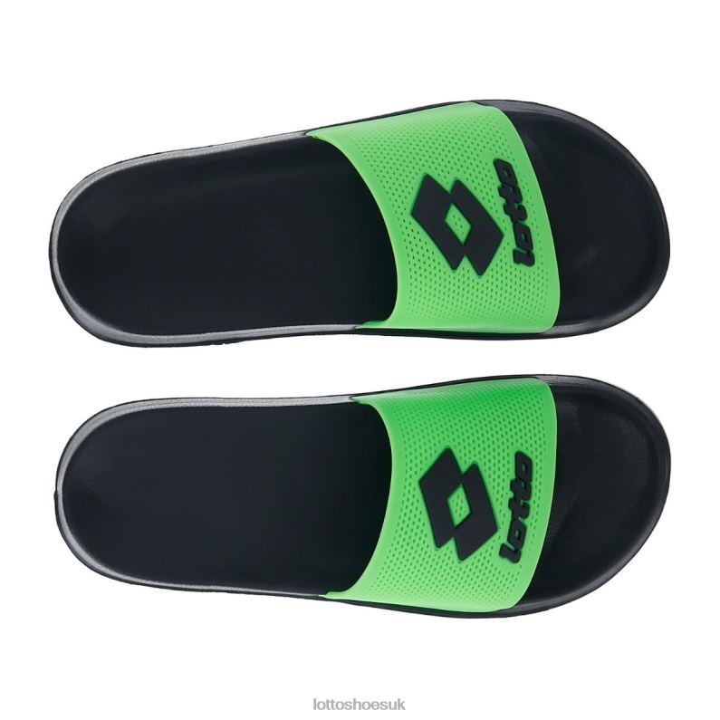 MOKU II SLIDE Man 446TN264 Shoes ALL BLACK/SPRING GREEN Lotto