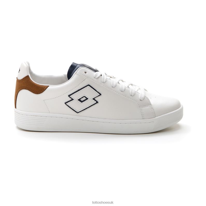 1973 EVO V Man 446TN92 Shoes ALL WHITE/DRESS BLUE/RUBBER BROWN Lotto