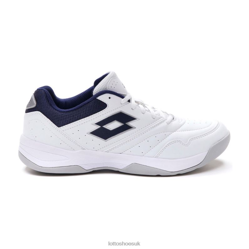 COURT LOGO XVIII Man 446TN73 Shoes ALL WHITE/NAVY BLUE Lotto
