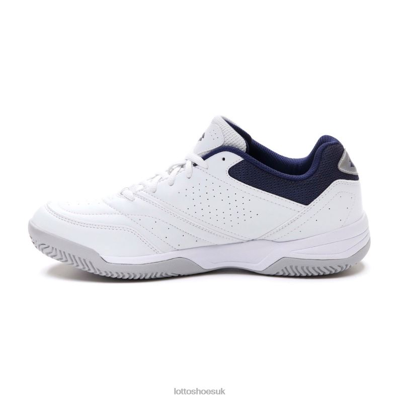 COURT LOGO XVIII Man 446TN73 Shoes ALL WHITE/NAVY BLUE Lotto