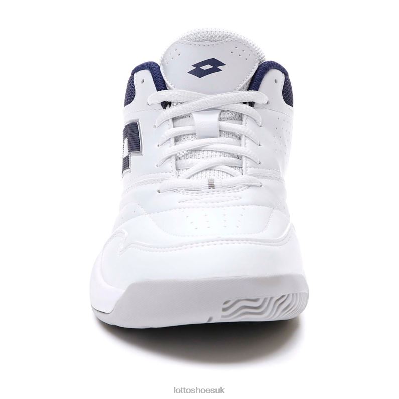 COURT LOGO XVIII Man 446TN73 Shoes ALL WHITE/NAVY BLUE Lotto
