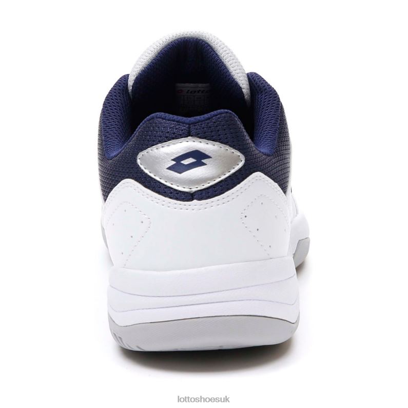 COURT LOGO XVIII Man 446TN73 Shoes ALL WHITE/NAVY BLUE Lotto