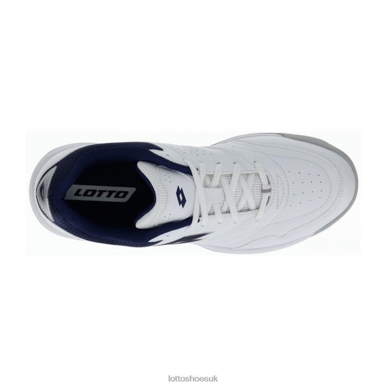 COURT LOGO XVIII Man 446TN73 Shoes ALL WHITE/NAVY BLUE Lotto