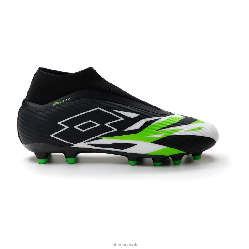 SOLISTA 300 VI GRAVITY FG Man 446TN157 Shoes ALL BLACK/ALL WHITE/SPRING GREEN Lotto