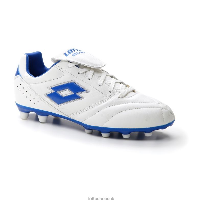 STADIO 200 III FG Man 446TN147 Shoes ALL WHITE/PACIFIC BLUE Lotto
