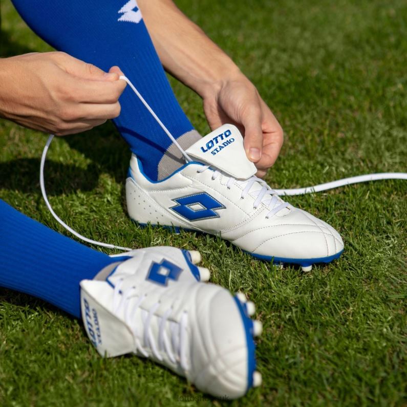 STADIO 200 III FG Man 446TN147 Shoes ALL WHITE/PACIFIC BLUE Lotto