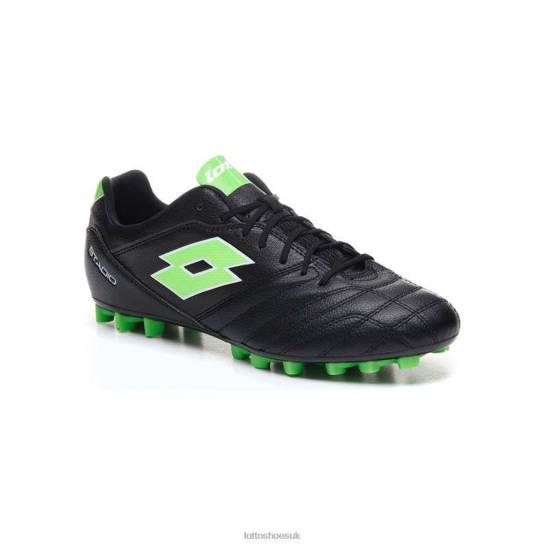 STADIO 300 II AGM Man 446TN148 Shoes ALL BLACK/SPRING GREEN Lotto