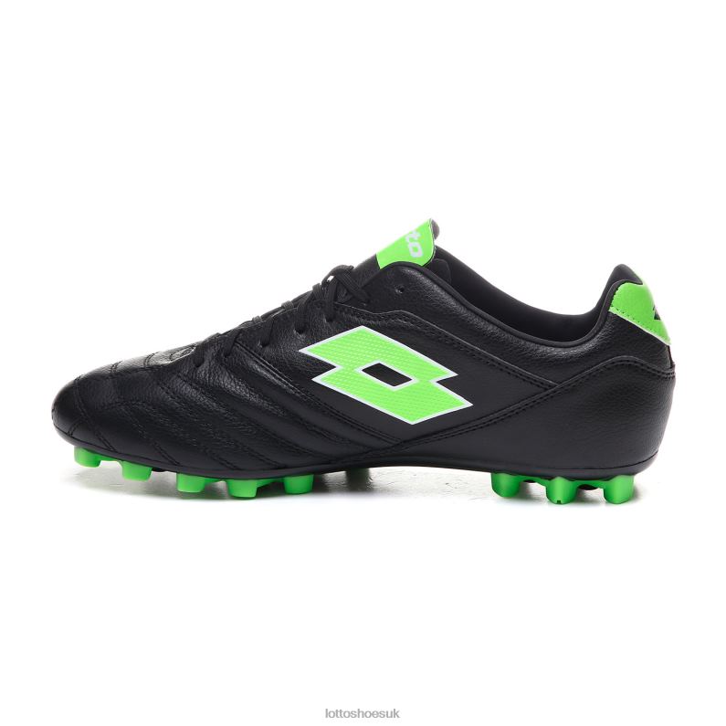 STADIO 300 II AGM Man 446TN148 Shoes ALL BLACK/SPRING GREEN Lotto