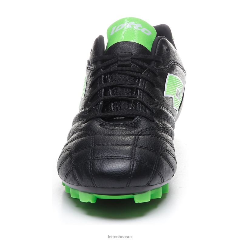 STADIO 300 II AGM Man 446TN148 Shoes ALL BLACK/SPRING GREEN Lotto