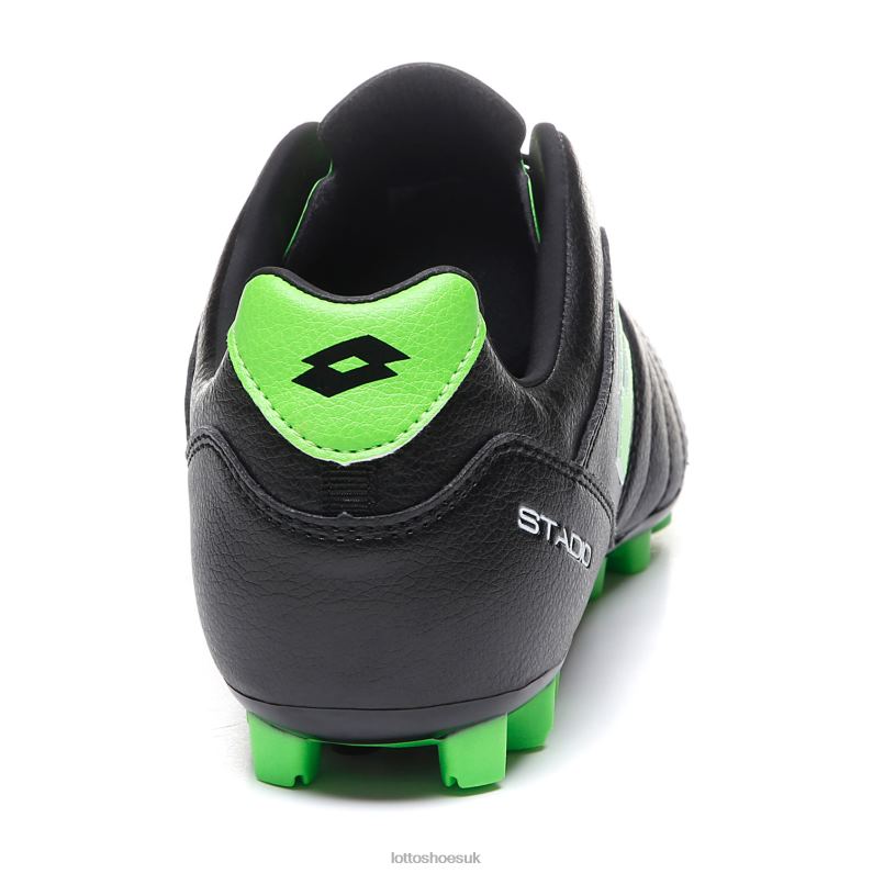 STADIO 300 II AGM Man 446TN148 Shoes ALL BLACK/SPRING GREEN Lotto