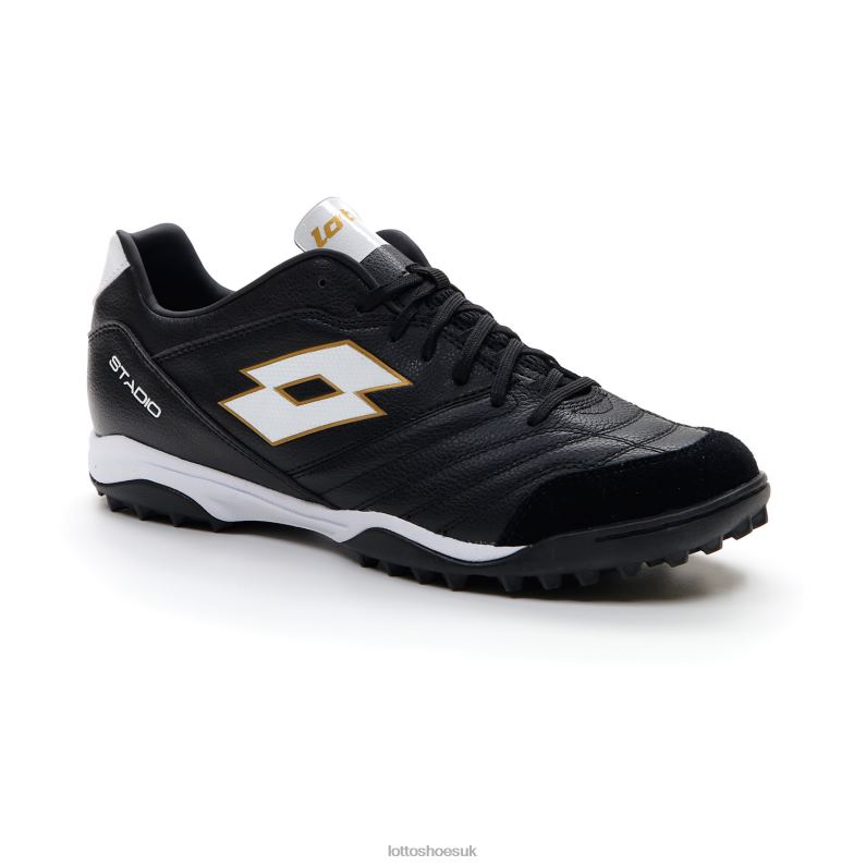 STADIO 300 II TF Man 446TN200 Shoes ALL BLACK/ALL WHITE/LIGHT PLATINO Lotto