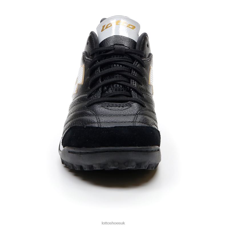 STADIO 300 II TF Man 446TN200 Shoes ALL BLACK/ALL WHITE/LIGHT PLATINO Lotto