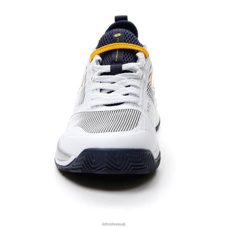 MIRAGE 200 CLY Man 446TN131 Shoes ALL WHITE/NAVY BLUE/SAFFRON Lotto
