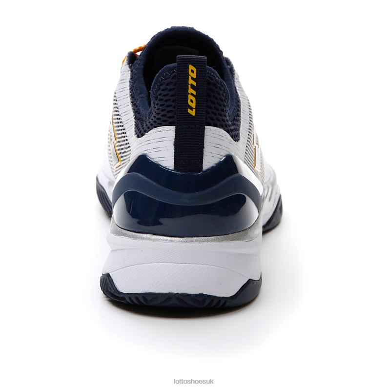 MIRAGE 200 CLY Man 446TN131 Shoes ALL WHITE/NAVY BLUE/SAFFRON Lotto