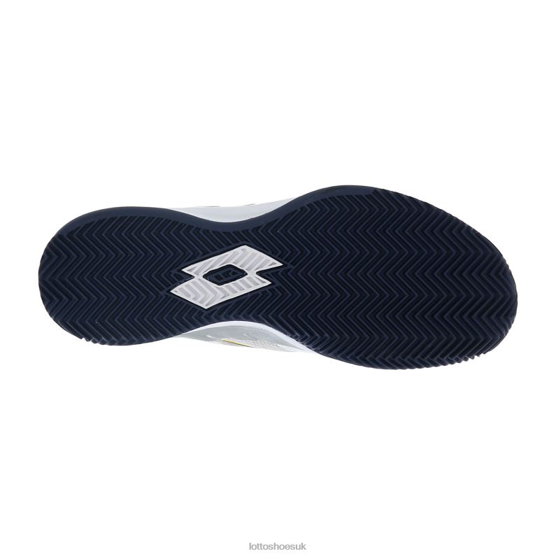 MIRAGE 200 CLY Man 446TN131 Shoes ALL WHITE/NAVY BLUE/SAFFRON Lotto