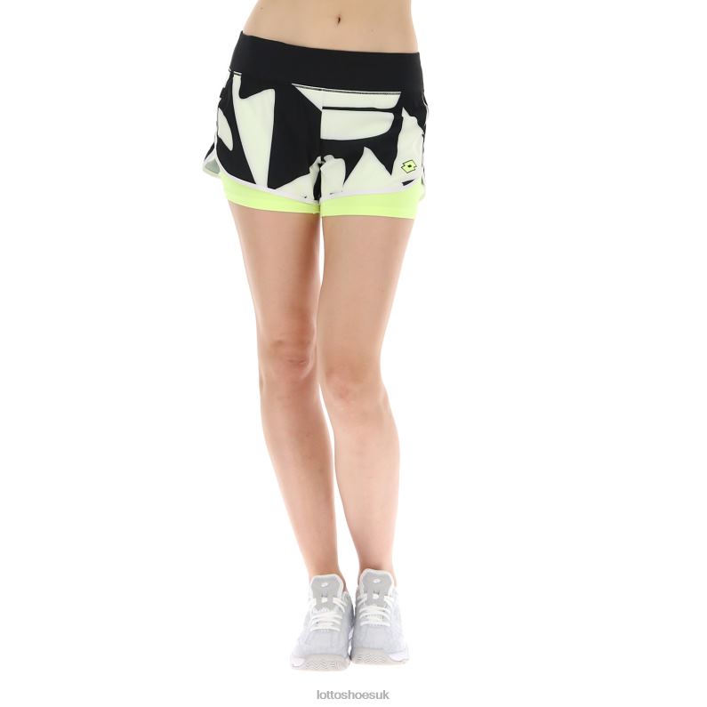 TOP TEN W III SHORT PRT2 PL Woman 446TN1028 Apparel BRIGHT WHITE/ALL BLACK Lotto