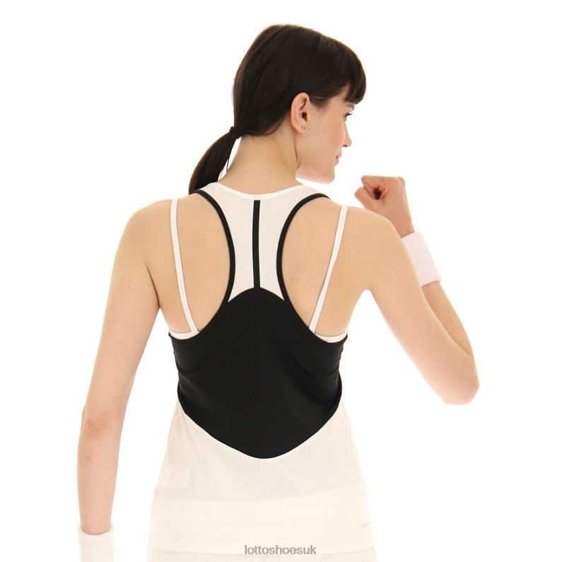 TOP W IV TANK 1 Woman 446TN985 Apparel BRIGHT WHITE/ALL BLACK Lotto